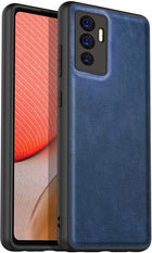 Tux Back Case for Vivo V23E, Slim Leather Case with Soft Edge Shockproof Back Cover (Blue)