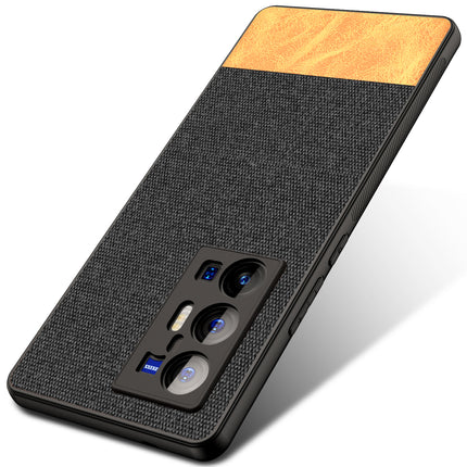 Soft Fabric & Leather Hybrid Protective Case Cover for Vivo X70 PRO PLUS (Black,Brown)