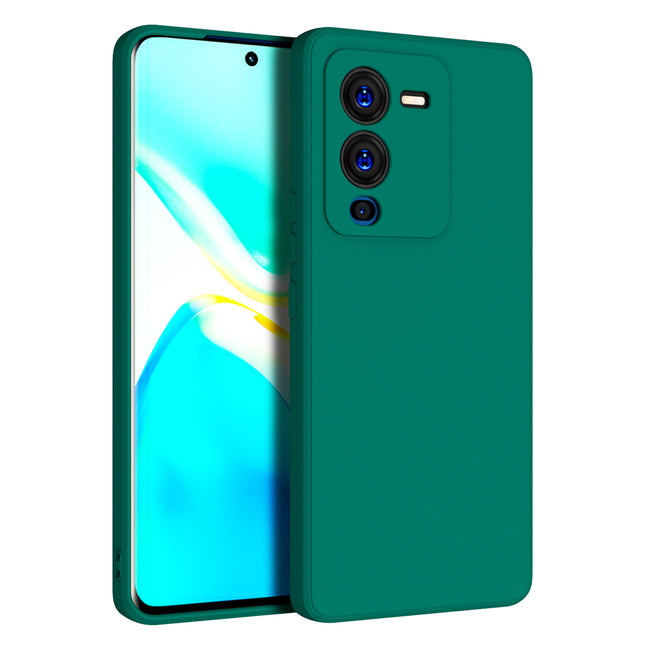Kapa Matte Lens Protective Shockproof Flexible Back Cover for Vivo V25 PRO (5G) , Slim Silicone with Soft Lining Shockproof Flexible Full Body Bumper Case (Green)