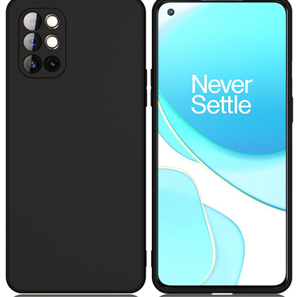 Matte Lens Protective Back Cover for OnePlus 9R / One Plus 8T , Slim Silicone with Soft Lining Shockproof Flexible Full Body Bumper Case , Black