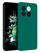 Kapa Matte Lens Protective Shockproof Flexible Back Cover for OnePlus 10T ,Slim Silicone with Soft Lining Shockproof Flexible Full Body Bumper Case (Green)