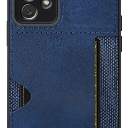 Kapa Razor Wallet Back Case for Samsung Galaxy A73 (5G) | Slim PU Leather & Fabric Cover with Inbuilt Card Pocket (Blue)