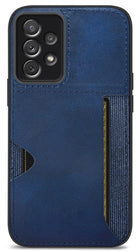 Kapa Razor Wallet Back Case for Samsung Galaxy A73 (5G) | Slim PU Leather & Fabric Cover with Inbuilt Card Pocket (Blue)