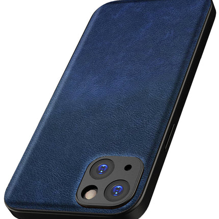 Kapa Tux Leather Back Cover for Apple iPhone 15 Plus | Slim Shockproof Camera Protection Bumper Case (Blue)