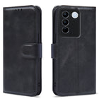 Kapa Prime Slim Magnetic Flip Cover for Vivo V27/ V27 PRO | PU Leather Shockproof Folio Case with Card Holders RFID Blocking Kickstand (Black)