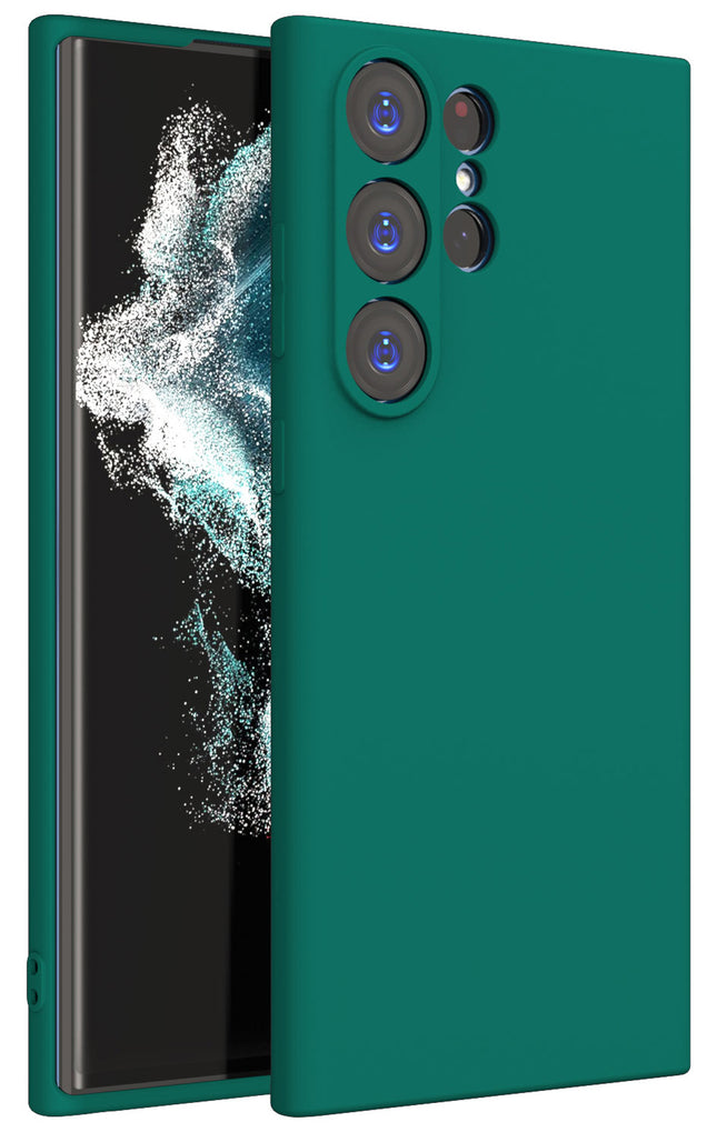 Kapa Matte Protective Lens Flexible Back Cover for Samsung Galaxy S23 Ultra, Slim Silicone with Soft Lining Shockproof Full Body Bumper Case (Green)