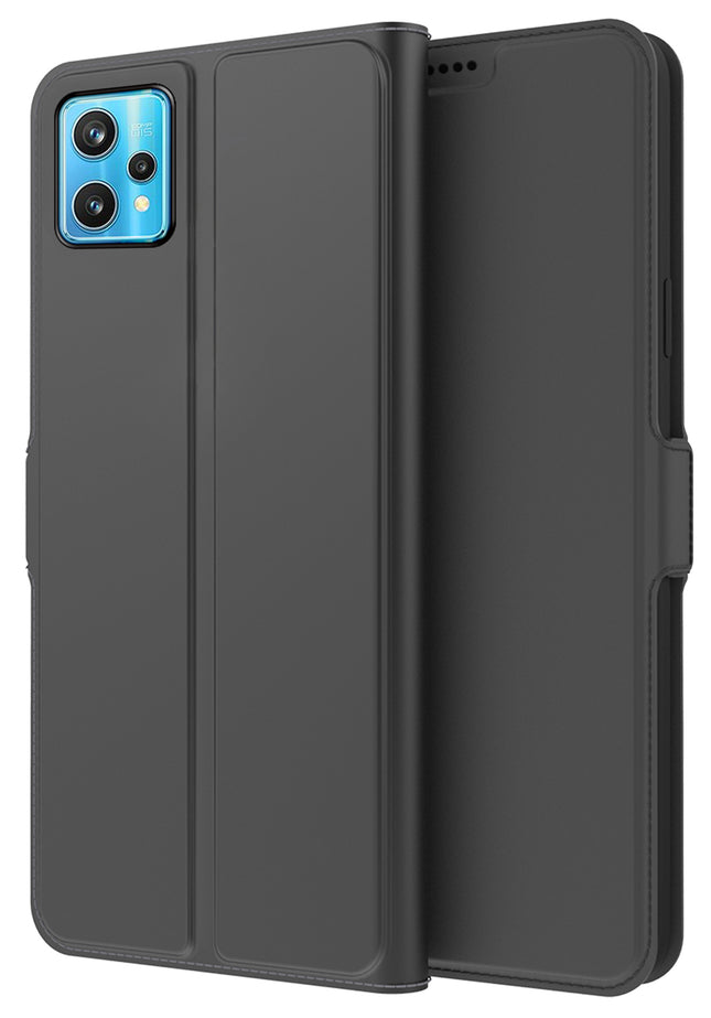 Noble Slim Flip Cover for Realme 9 Pro Plus , Magnetic and Card Holder Stand Leather Flip Wallet Case (Black) - Mobizang