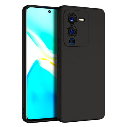 Kapa Matte Lens Protective Shockproof Flexible Back Cover for Vivo V25 PRO (5G) , Slim Silicone with Soft Lining Shockproof Flexible Full Body Bumper Case (Black)