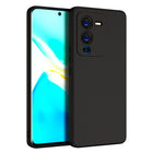 Kapa Matte Lens Protective Shockproof Flexible Back Cover for Vivo V25 PRO (5G) , Slim Silicone with Soft Lining Shockproof Flexible Full Body Bumper Case (Black)