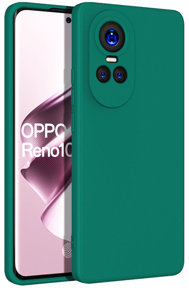 Kapa Matte Protective Lens Flexible Back Cover for Oppo Reno 10 / Reno 10 PRO (5G) | Slim Silicone with Soft Lining Shockproof Full Body Bumper Case (Green)