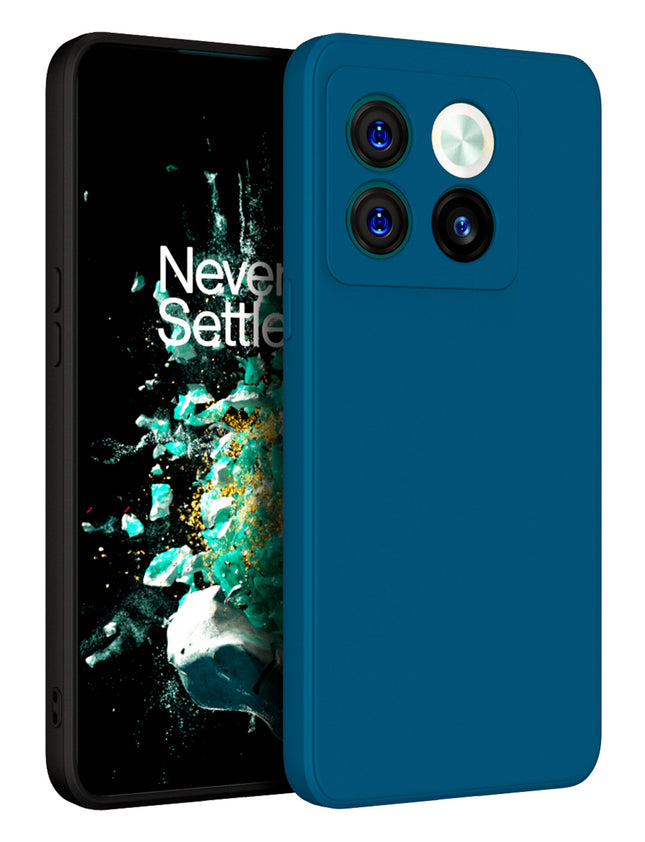 Kapa Matte Lens Protective Shockproof Flexible Back Cover for OnePlus 10T ,Slim Silicone with Soft Lining Shockproof Flexible Full Body Bumper Case (Blue)
