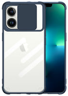 Slider Back Cover for Apple iPhone 13 Pro Max , [Military Grade Protection] Shockproof Slim Clear Camera Shield Bumper Back Case (Blue)