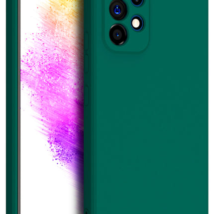 Matte Lens Protective Back Cover for Samsung Galaxy A73 (5G), Slim Silicone with Soft Lining Shockproof Flexible Full Body Bumper Case (Green) - Mobizang