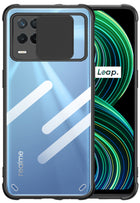 Slider Back Cover for Realme 8 Pro / Realme 8 (4G) , [Military Grade Protection] Shockproof Slim Clear Camera Shield Bumper Back Case (Black)