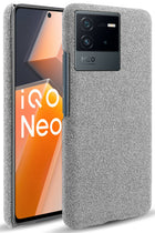 Kapa Woven Soft Fabric Case for Vivo IQOO Neo 6 (5G) Back Cover,  Shock Protection Slim Hard Anti Slip Back Cover (Grey)