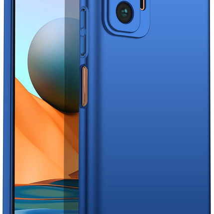 Silk Smooth Finish [Full Coverage] All Sides Protection Slim Back Cover For Xiaomi Redmi Note 10 Pro /  Note 10 Pro Max (Blue) - Mobizang