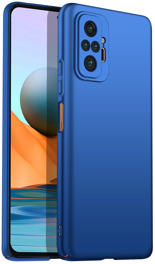 Silk Smooth Finish [Full Coverage] All Sides Protection Slim Back Cover For Xiaomi Redmi Note 10 Pro /  Note 10 Pro Max (Blue) - Mobizang