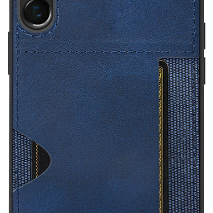 Kapa Razor Wallet Back Case for Samsung Galaxy S23 Ultra | Slim PU Leather & Fabric Cover with Inbuilt Card Pocket (Blue)