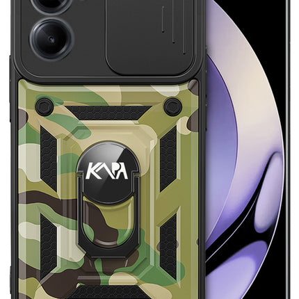 Kapa Tank Back Cover for Realme 10 pro | Inbuilt Ring + Slider Shockproof Lens Protection Case (Green)
