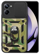 Kapa Tank Back Cover for Realme 10 pro | Inbuilt Ring + Slider Shockproof Lens Protection Case (Green)