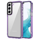 Kapa Warrior Acrylic Clear Back Cover For Samsung Galaxy S21 FE | Slim Shockproof [Military Grade Protection] Hybrid Bumper Case (Purple Sides) - Mobizang