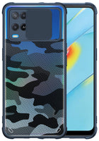 Camo Slider Back Cover for Oppo A54 , [Military Grade Protection] Shockproof Slim Clear Camera Shield Bumper Back Case (Blue)