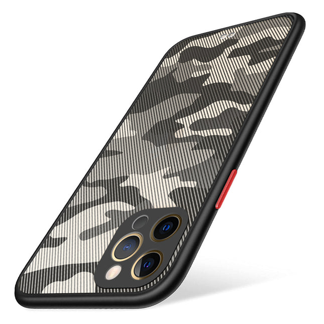 Camouflage Paper Thin Back Cover For Apple iPhone 12 Pro Max (6.7) , Super Slim Matte Translucent Full Protection Back Case (Black) - Mobizang