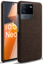 Kapa Woven Soft Fabric Case for Vivo IQOO Neo 6 (5G) Back Cover,  Shock Protection Slim Hard Anti Slip Back Cover (Brown)