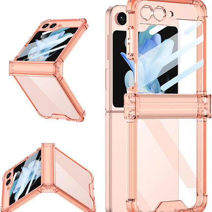 Kapa Clear Airbag With Hinge Protection Back Case for Samsung Galaxy Flip5 / Z Flip 5 | Transparent Shockproof Slim Hard Protective Cover (Orange) - Mobizang