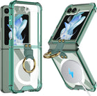 Kapa Clear Airbag Ring Back Case for Samsung Galaxy Flip5 / Z Flip 5 ,Transparent Shockproof Slim Hard Protective Cover (Green)