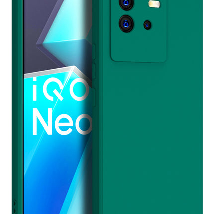 Kapa Matte Lens Protective Shockproof Flexible Back Cover for IQOO Neo 6 (5G) ,Slim Silicone with Soft Lining Shockproof Flexible Full Body Bumper Case (Green)
