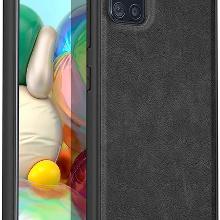 Tux Back Case For Samsung Galaxy A51 , Slim Leather Case with Soft Edge Shockproof Back Cover (Black)