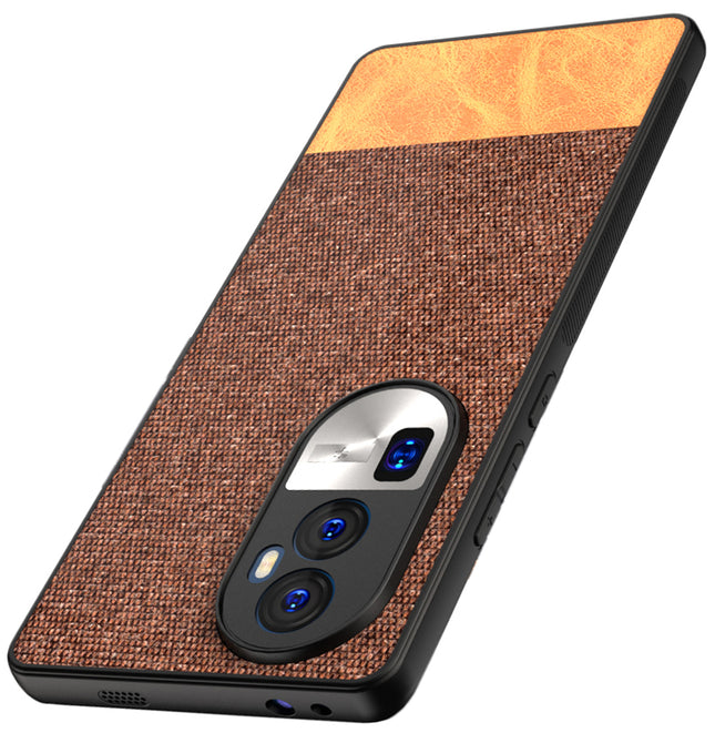 Kapa Soft Fabric & Leather Hybrid Protective Back Cover for Oppo Reno 10 Pro Plus | Shockproof Slim Hard Anti Slip Back Case (Brown) - Mobizang