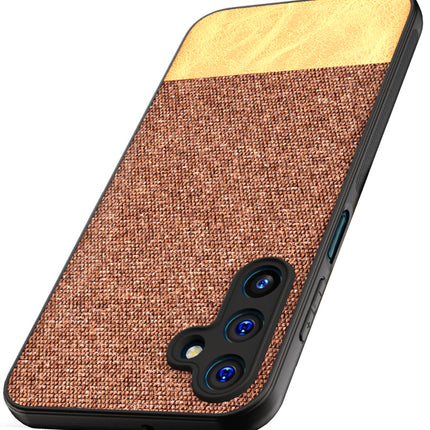 Kapa Soft Fabric & Leather Hybrid Protective Back Cover for Samsung Galaxy A15 | Shockproof Slim Hard Anti Slip Back Case (Brown)