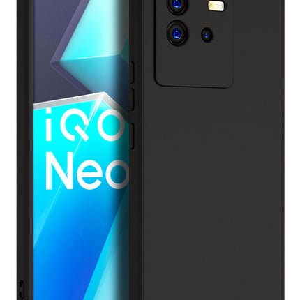 Kapa Matte Lens Protective Shockproof Flexible Back Cover for IQOO Neo 6 (5G) ,Slim Silicone with Soft Lining Shockproof Flexible Full Body Bumper Case (Black)