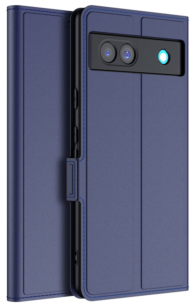 Kapa Noble Slim Magnetic Leather Flip Case Cover for Google Pixel 7A | Card Holder Stand Leather Flip Wallet Case (Blue) - Mobizang