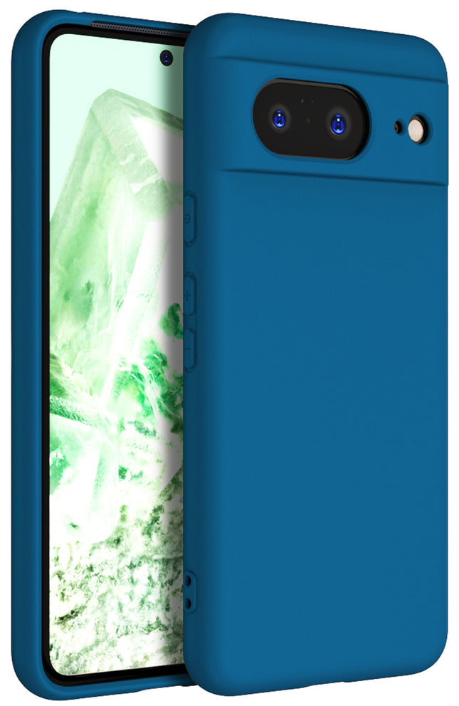 Kapa Matte Protective Lens Flexible Back Cover for Google Pixel 8 | Slim Silicone with Soft Lining Shockproof Full Body Bumper Case (Blue)