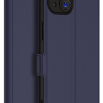 Kapa Noble Slim Magnetic Leather Flip Case Cover for Apple iPhone 15 PLUS | Card Holder Stand Leather Flip Wallet Case (Blue)