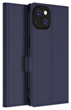Kapa Noble Slim Magnetic Leather Flip Case Cover for Apple iPhone 15 PLUS | Card Holder Stand Leather Flip Wallet Case (Blue)