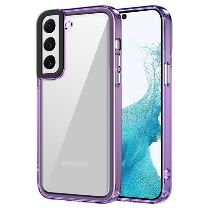 Kapa Warrior Acrylic Clear Back Cover For Samsung Galaxy S23 Plus | Slim Shockproof [Military Grade Protection] Hybrid Bumper Case (Purple Sides)