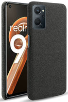 Woven Soft Fabric Case for Realme 9i Back Cover, Shock Protection Slim Hard Anti Slip Back Cover (Black)