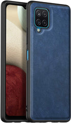 Tux Back Case for Samsung Galaxy A12 / F12 / M12 , Slim Leather Case with Soft Edge Shockproof Back Cover (Blue) - Mobizang