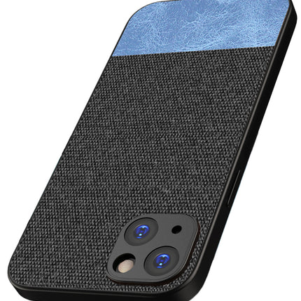 Kapa Soft Fabric & Leather Hybrid Protective Back Cover for Apple iPhone 15 | Shockproof Slim Hard Anti Slip Back Case (Black::Blue)