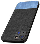 Kapa Soft Fabric & Leather Hybrid Protective Back Cover for Apple iPhone 15 | Shockproof Slim Hard Anti Slip Back Case (Black::Blue)