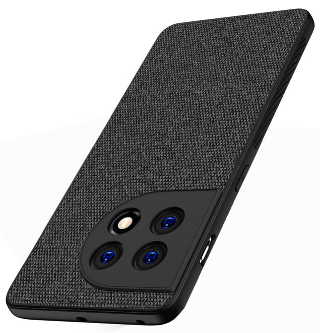 Kapa Soft Full Fabric for OnePlus 11 Back Cover | Shockproof Slim Hard Anti Slip Back Case (Black)
