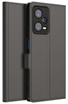 Kapa Noble Slim Magnetic Leather Flip Cover for Redmi Note 12 PRO PLUS | Card Holder Stand Leather Flip Wallet Case (Black)