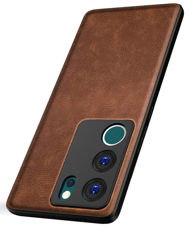Kapa Tux Leather Back Cover for Vivo V29 (5G) / Vivo V29 Pro (5G) | Slim Shockproof Camera Protection Bumper Case (Brown)