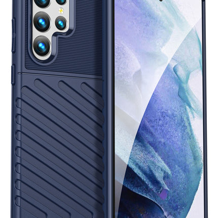Kapa Thunder Protective Flexible Back Cover for Samsung Galaxy S23 Ultra | Slim Anti Slip Rugged TPU Shockproof Full Body Bumper Case (Blue)