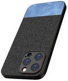 Kapa Soft Fabric & Leather Hybrid Protective Back Cover for Apple iPhone 15 Pro Max | Shockproof Slim Hard Anti Slip Back Case (Black::Blue)