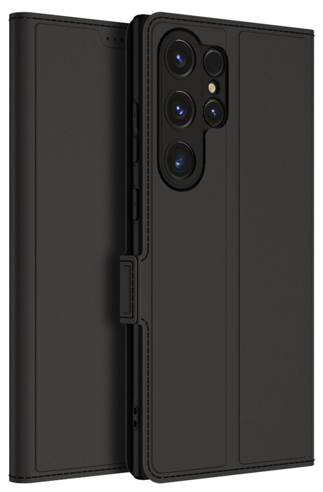 Kapa Noble Slim Magnetic Leather Flip Case Cover for Samsung Galaxy S24 Ultra | Card Holder Stand Leather Flip Wallet Case (Black) - Mobizang